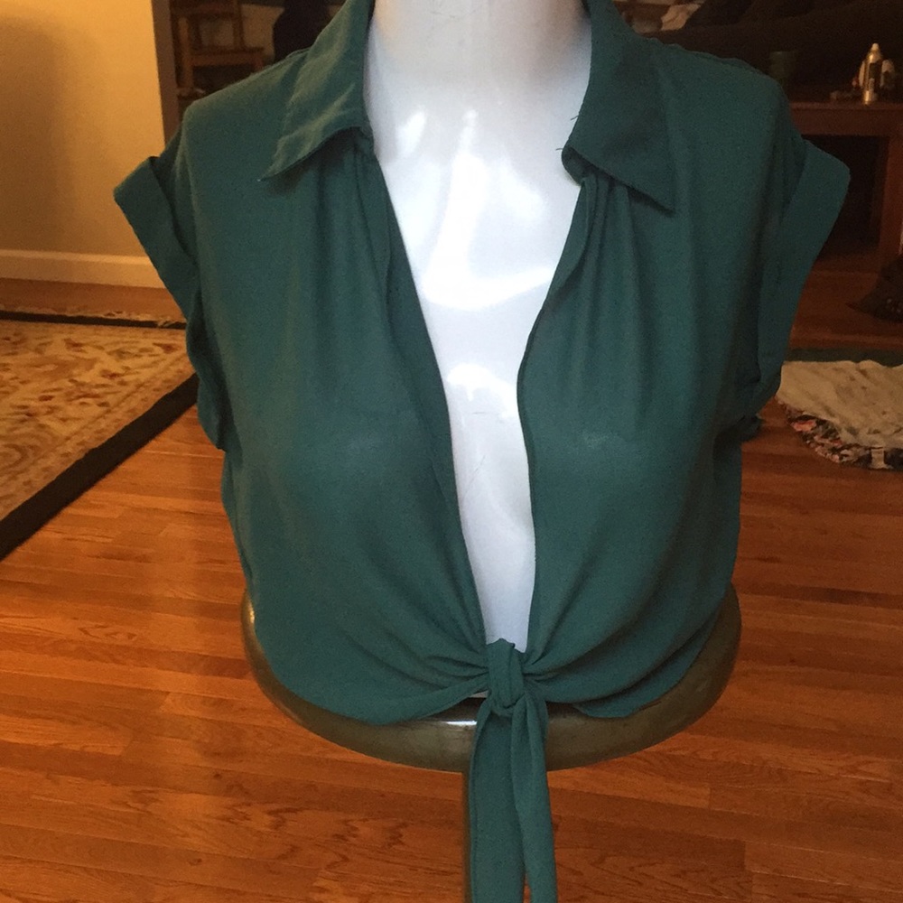 Hunter green sheer top